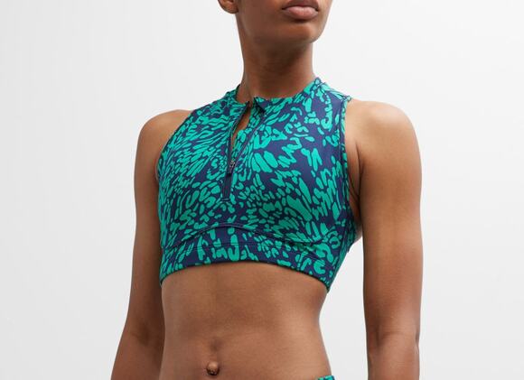 Sweaty Betty Other - Sweaty Betty Power Contour Zip Bra Medium Impact Sports Bra Green Print US 8 M